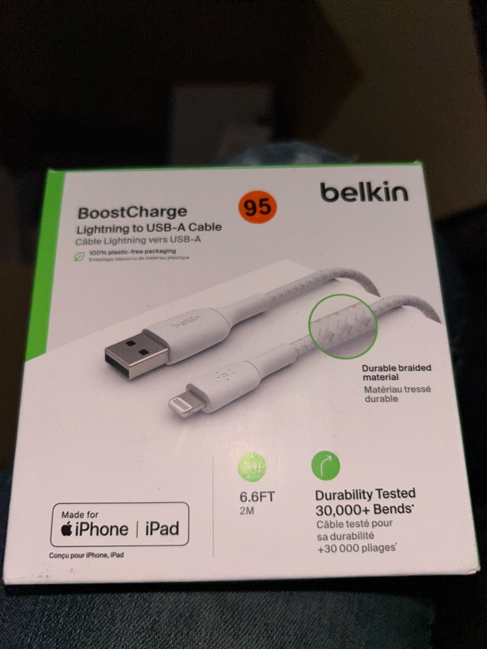 belkin White Lightning to USB-A Braided Cable